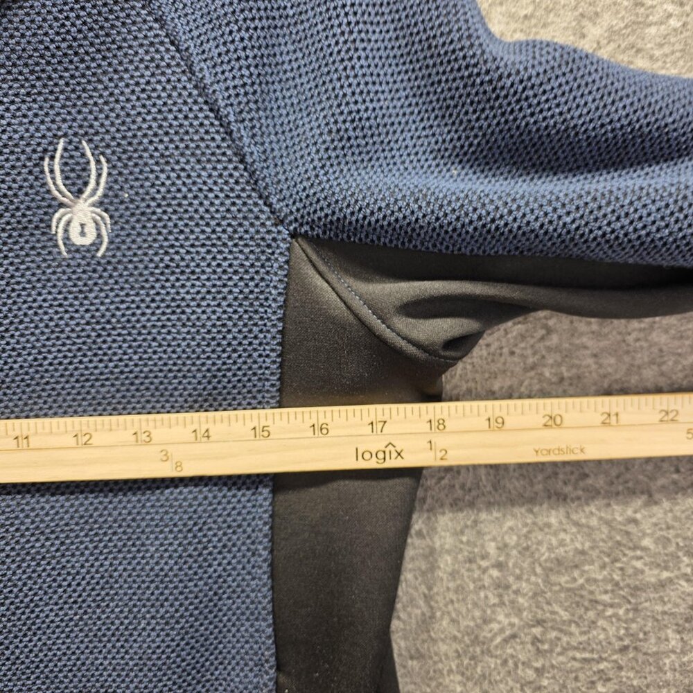 Spyder Jacket Mens Small Blue Black Full Zip Fleece Softshell Outdoor Layer - Picture 6 of 8